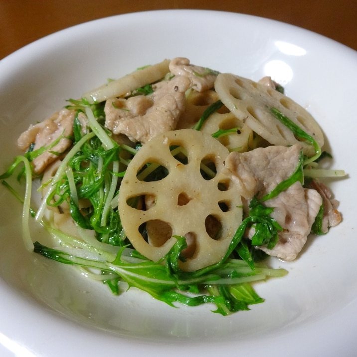 レンコンと豚肉の柚子コショウ炒め